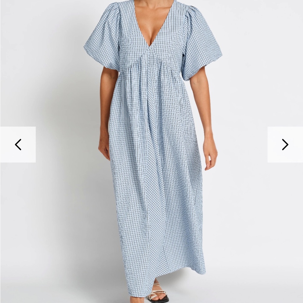 Nara Babydoll Midi Dress - Blue / Black